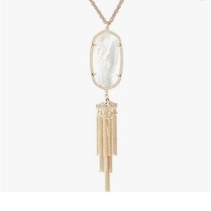 KENDRA SCOTT RAYNE NECKLACE: Gold Chain, White pendant with tassels